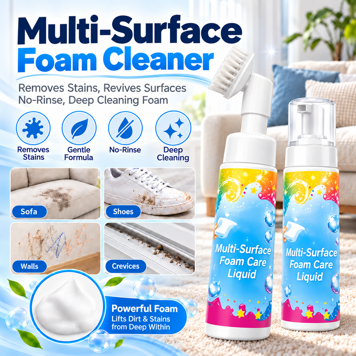 Multi-Surface No-Rinse Foam Cleaner – Deep Clean Made Easy